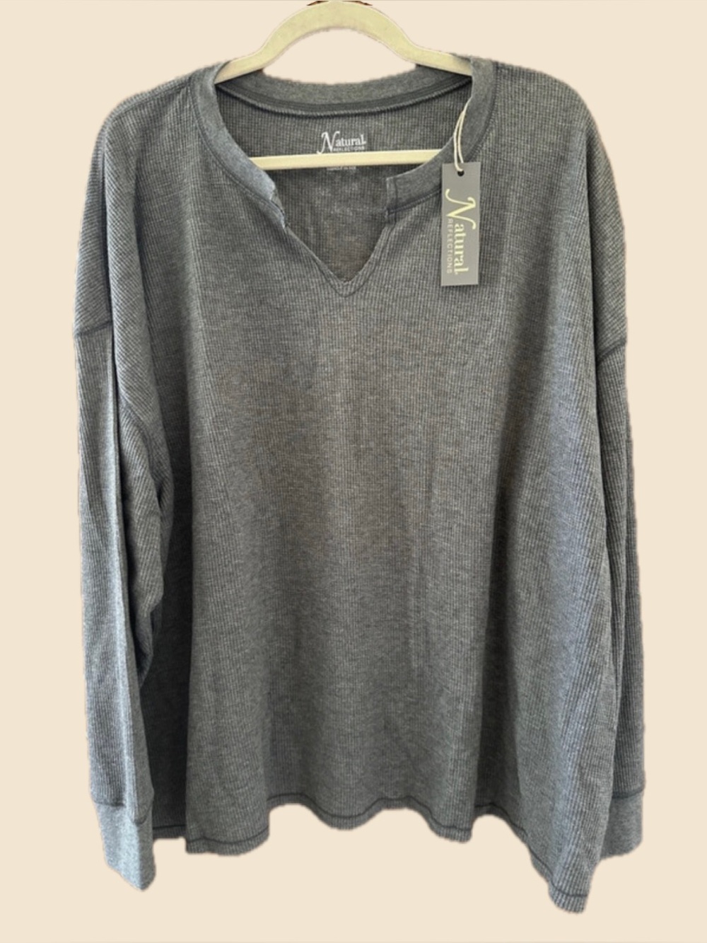 Natural Reflections Hillside Notch Neck Thermal Top Size 1X